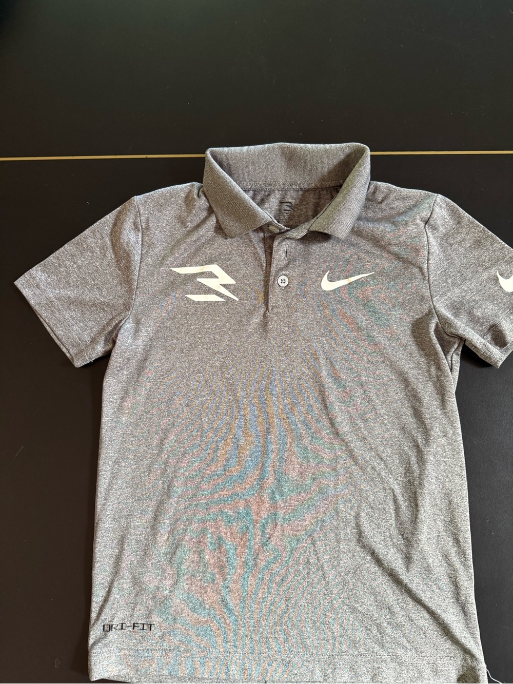 Nike Men's Heather Gray Polo Shirt with White Logos